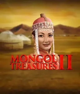 Discover the rich heritage of Mongolia with Mongol Treasures 2 slot by Endorphina, highlighting a graceful Mongolian woman adorned in traditional attire against a sunset-lit Mongolian steppe backdrop. This image evokes the spirit of Mongolian culture, delivering a unique visual adventure. 