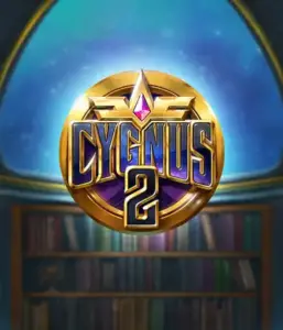 Explore the magical visuals of Cygnus 2 Slot by ELK Studios, featuring a spectacular emblem with a shining purple and gold design. With a backdrop of a celestial library backdrop, this graphic evokes the spirit of mystical exploration. 